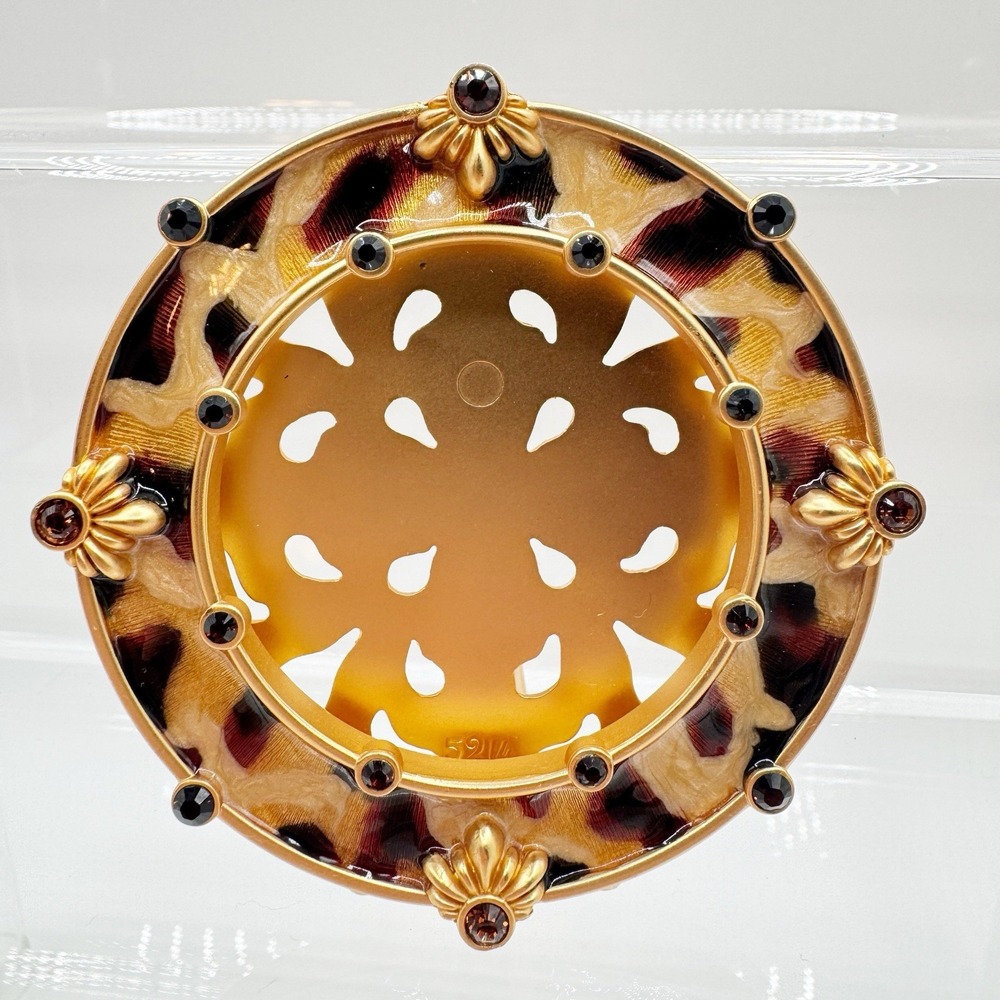 JAY STRONGWATER Jungle Collection Leopard Mini Round Picture Frame Gold 3"